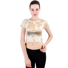 Floral Wallpaper Peach Crew Neck Crop Top by ImpressiveMoments