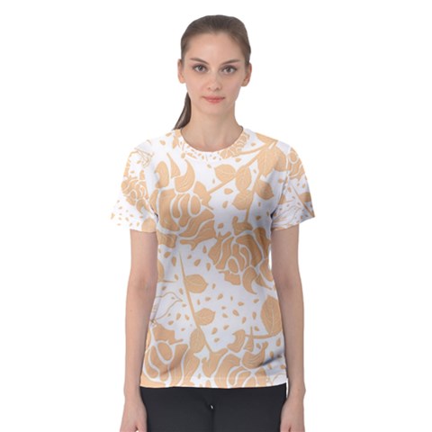 Floral Wallpaper Peach Women s Sport Mesh Tees by ImpressiveMoments