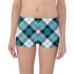 Smart Plaid Teal Reversible Boyleg Bikini Bottoms by ImpressiveMoments