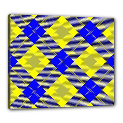 Smart Plaid Blue Yellow Canvas 24  X 20  by ImpressiveMoments