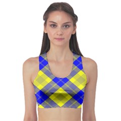 Smart Plaid Blue Yellow Sports Bra by ImpressiveMoments