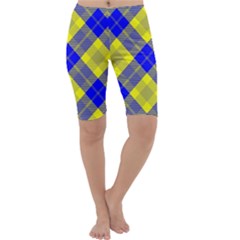 Smart Plaid Blue Yellow Cropped Leggings by ImpressiveMoments