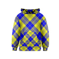 Smart Plaid Blue Yellow Kid s Pullover Hoodies by ImpressiveMoments