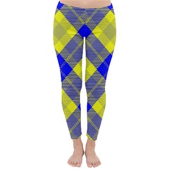 Smart Plaid Blue Yellow Winter Leggings by ImpressiveMoments