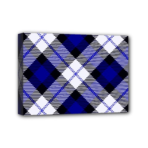 Smart Plaid Blue Mini Canvas 7  X 5  by ImpressiveMoments