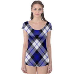 Smart Plaid Blue Short Sleeve Leotard by ImpressiveMoments