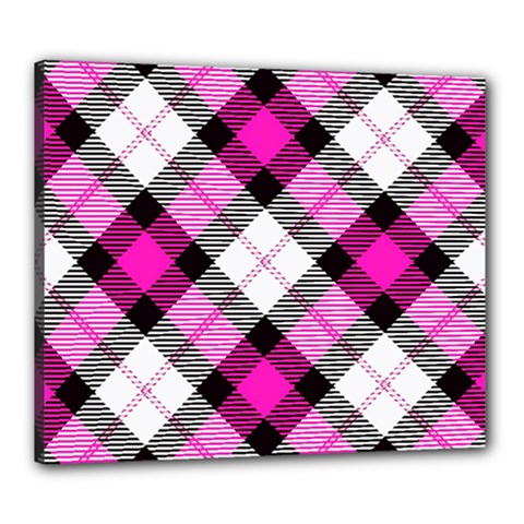 Smart Plaid Hot Pink Canvas 24  X 20  by ImpressiveMoments