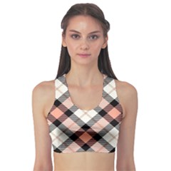 Smart Plaid Peach Sports Bra by ImpressiveMoments