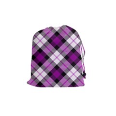 Smart Plaid Purple Drawstring Pouches (medium)  by ImpressiveMoments