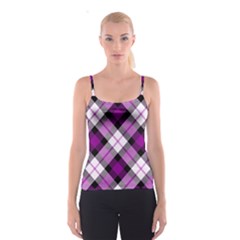 Smart Plaid Purple Spaghetti Strap Tops by ImpressiveMoments