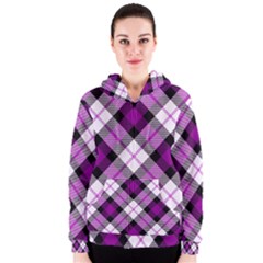 Smart Plaid Purple Women s Zipper Hoodies by ImpressiveMoments