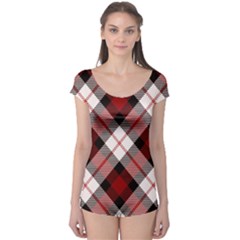 Smart Plaid Red Short Sleeve Leotard by ImpressiveMoments