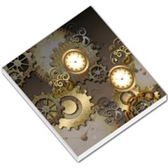 Steampunk, Golden Design With Clocks And Gears Small Memo Pads by FantasyWorld7