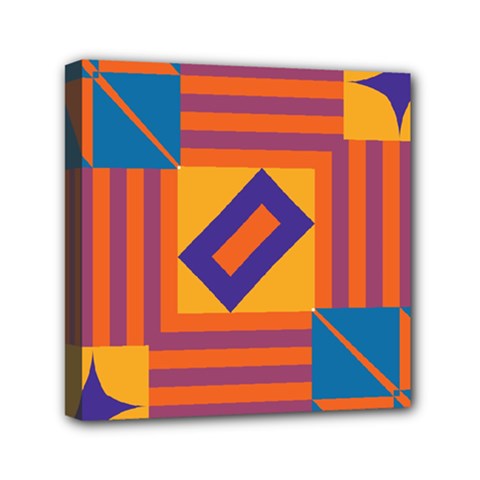 Shapes And Stripes Symmetric Design Mini Canvas 6  X 6  (stretched) by LalyLauraFLM