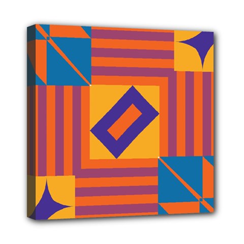 Shapes And Stripes Symmetric Design Mini Canvas 8  X 8  (stretched) by LalyLauraFLM