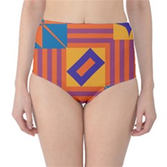 Shapes And Stripes Symmetric Design High-waist Bikini Bottoms by LalyLauraFLM