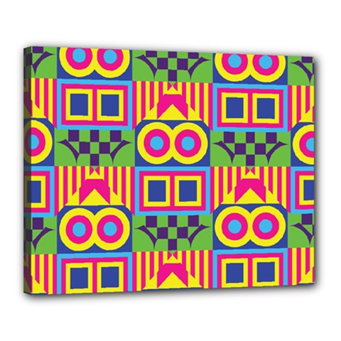 Colorful Shapes In Rhombus Pattern Canvas 20  X 16  (stretched) by LalyLauraFLM