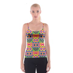 Colorful Shapes In Rhombus Pattern Spaghetti Strap Top by LalyLauraFLM