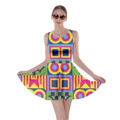 Colorful Shapes In Rhombus Pattern Skater Dress by LalyLauraFLM