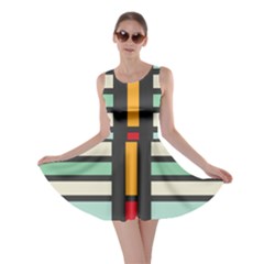 Mirrored Rectangles In Retro Colors Skater Dress by LalyLauraFLM