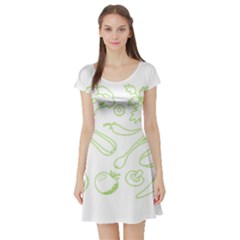 Green Vegetables Short Sleeve Skater Dresses by Famous