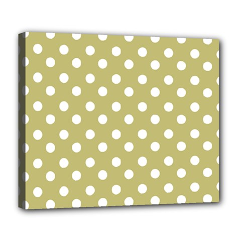 Lime Green Polka Dots Deluxe Canvas 24  X 20   by GardenOfOphir