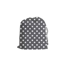 Gray Polka Dots Drawstring Pouches (small) 