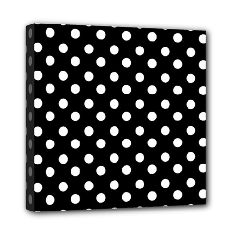 Black And White Polka Dots Mini Canvas 8  X 8  by GardenOfOphir