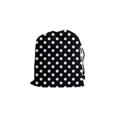 Black And White Polka Dots Drawstring Pouches (small) 