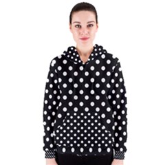 Black And White Polka Dots Women s Zipper Hoodies by GardenOfOphir