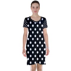 Black And White Polka Dots Short Sleeve Nightdresses