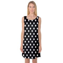 Black And White Polka Dots Sleeveless Satin Nightdresses