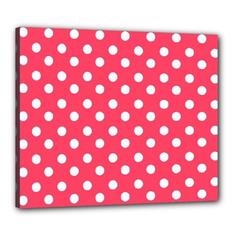 Hot Pink Polka Dots Canvas 24  X 20 