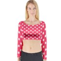 Hot Pink Polka Dots Long Sleeve Crop Top View1