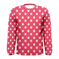 Hot Pink Polka Dots Men s Long Sleeve T-shirts