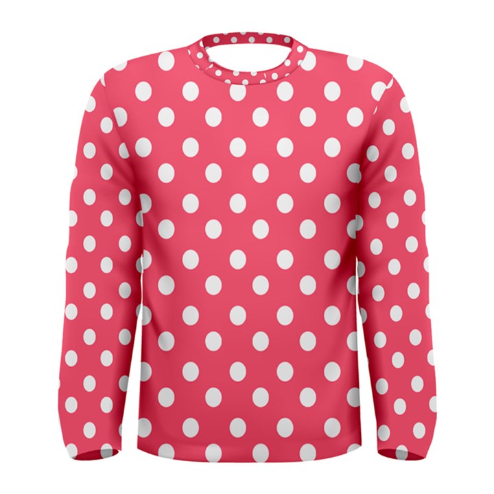 Hot Pink Polka Dots Men s Long Sleeve T-shirts