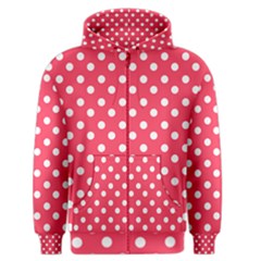 Hot Pink Polka Dots Men s Zipper Hoodies