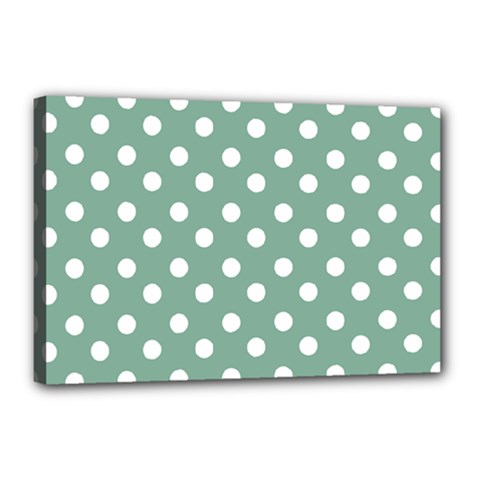 Mint Green Polka Dots Canvas 18  X 12 