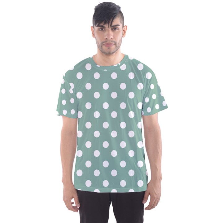 Mint Green Polka Dots Men s Sport Mesh Tees