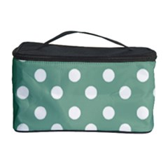 Mint Green Polka Dots Cosmetic Storage Cases by GardenOfOphir