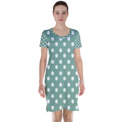 Mint Green Polka Dots Short Sleeve Nightdresses by GardenOfOphir