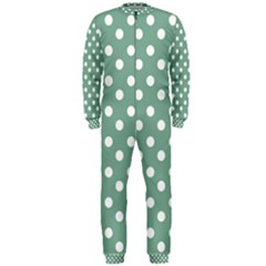 Mint Green Polka Dots Onepiece Jumpsuit (men)  by GardenOfOphir