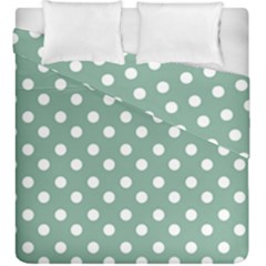 Mint Green Polka Dots Duvet Cover (king Size) by GardenOfOphir