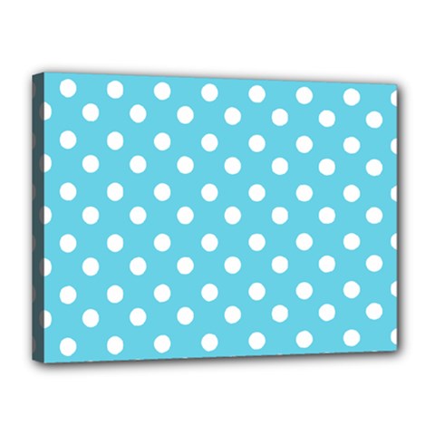 Sky Blue Polka Dots Canvas 16  X 12 