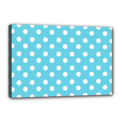 Sky Blue Polka Dots Canvas 18  X 12 