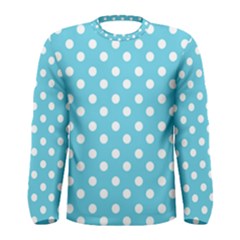 Sky Blue Polka Dots Men s Long Sleeve T-shirts