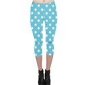 Sky Blue Polka Dots Capri Leggings View1