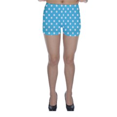 Sky Blue Polka Dots Skinny Shorts