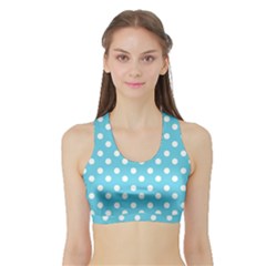 Sky Blue Polka Dots Women s Sports Bra With Border