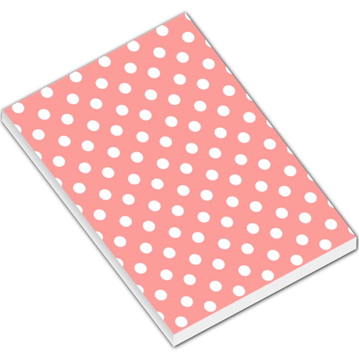 Coral And White Polka Dots Large Memo Pads